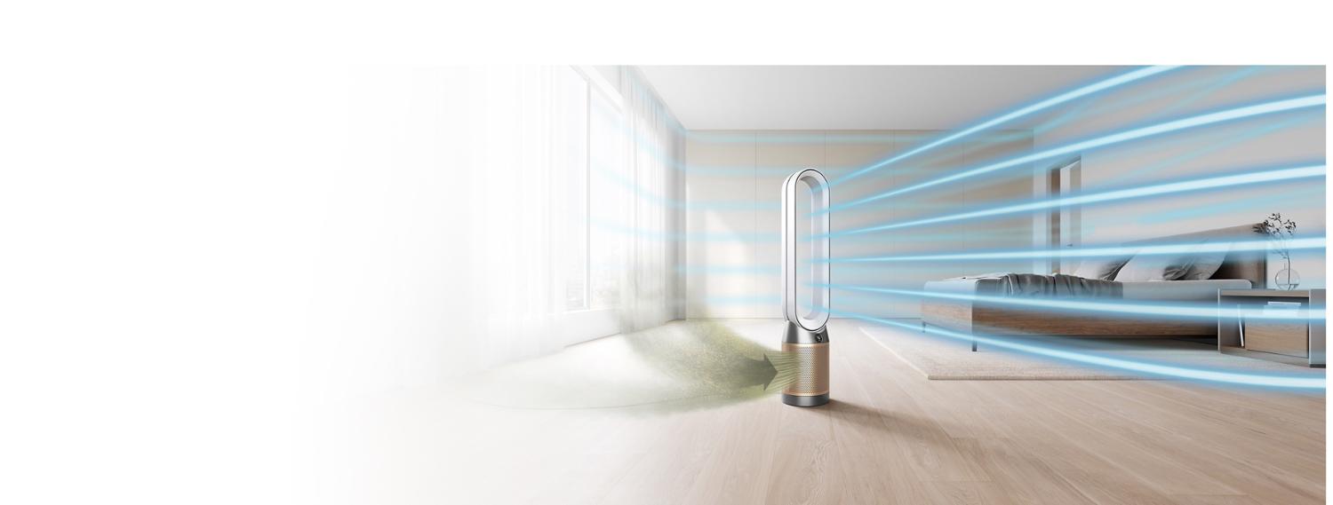 Gamme Dyson Purifier Cool qui projette une ventilation purifiée
